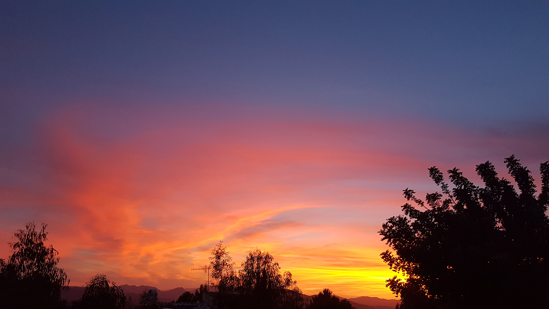 Sunset over the villa