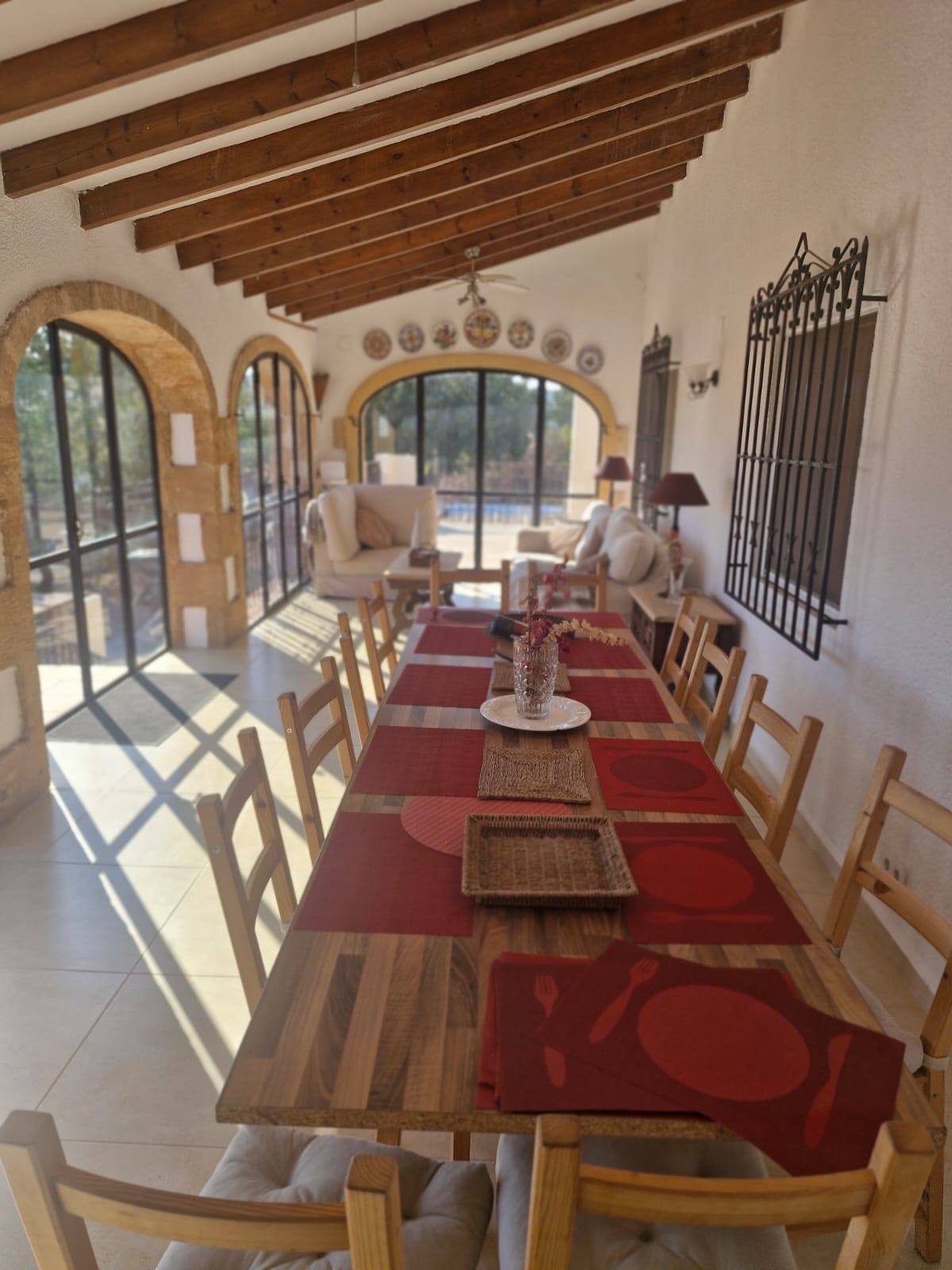 Long naya dining table set for guests